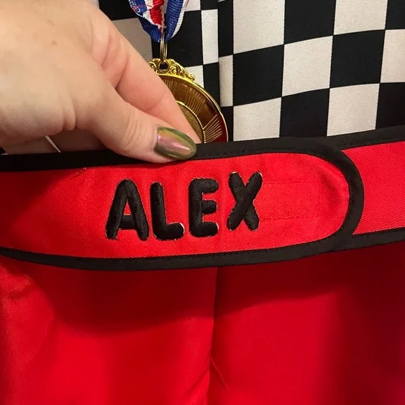 Kids Red Racing Costume with Cap - Picture 6 of 8